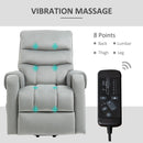 Grey Electric Power Lift Recliner with Vibration Massage and Remote Control