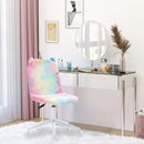 Rainbow Fluffy Unicorn Desk Chair with Swivel Wheel