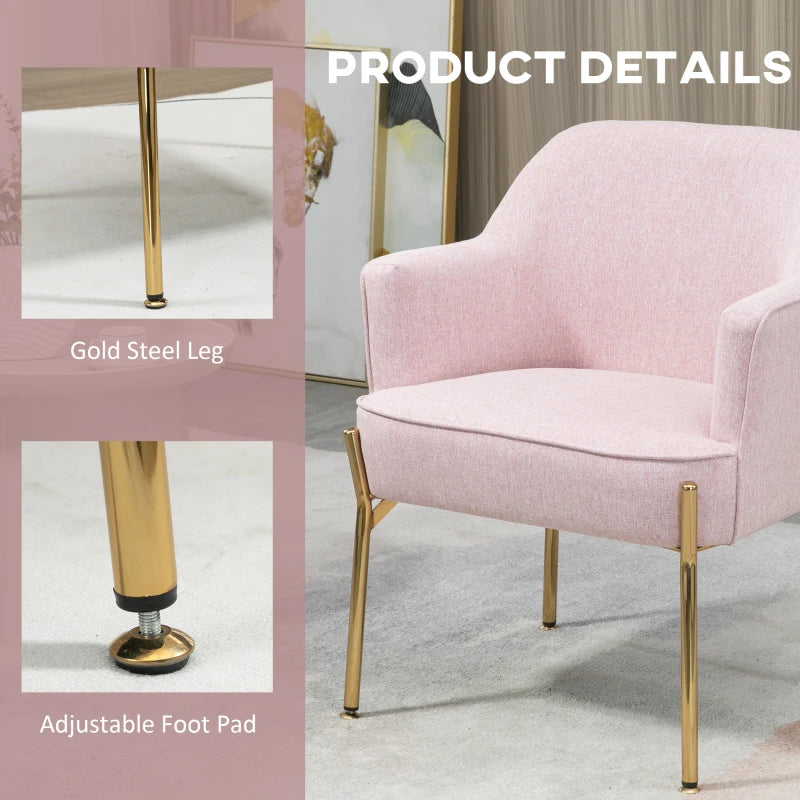 Modern Pink Fabric Accent Chair with Metal Legs