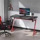 Carbon Fibre Gaming Desk with Storage, Black/Red