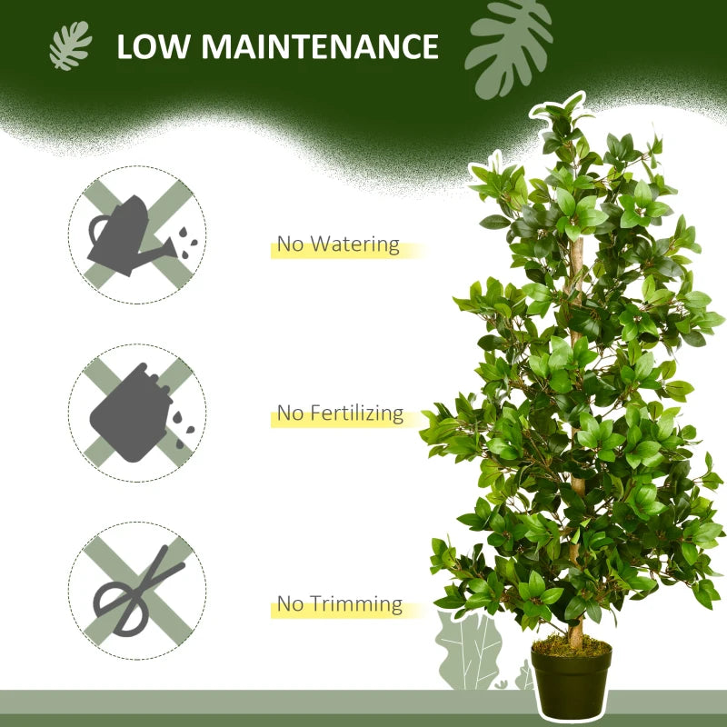 Artificial Bay Leaf Laurel Plant in Green Pot - Indoor/Outdoor Decor, 16x16x120cm