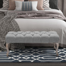 Grey Tufted Upholstered Window Seat Bench