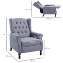 Light Grey Reclining Wingback Armchair with Footrest