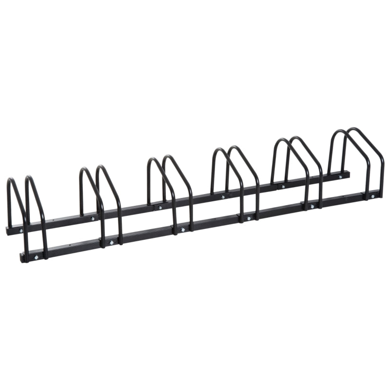 Black Bike Parking Rack for Floor or Wall Mount - 6 Racks, 179L x 33W x 27H