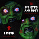 6ft Halloween Witch Decoration, Outdoor Prop with Light-Up Eyes, Sound Activated - Black