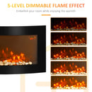 Curved Glass Electric Fireplace with 7 Colour Side Lights, 1000/2000W, 89.2cm x 48cm