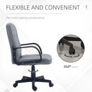Grey Swivel Office Chair - PU Leather Desk Gaming Seater