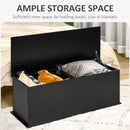 Black Wooden Storage Box Chest with Lid - 100 x 40 x 40 cm