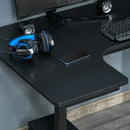 Black L-Shaped Gaming Desk with Cable Management, 145 x 81 x 76cm