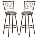 Bronze Swivel Bar Chairs Set - Upholstered Metal Frame with Backrest & Footrest