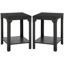 Dark Walnut Industrial Side Table Set of 2 with Storage Shelf