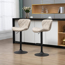 Swivel Bar Stools Set of 2, Light Khaki Breakfast Chairs with Backrest and Footrest
