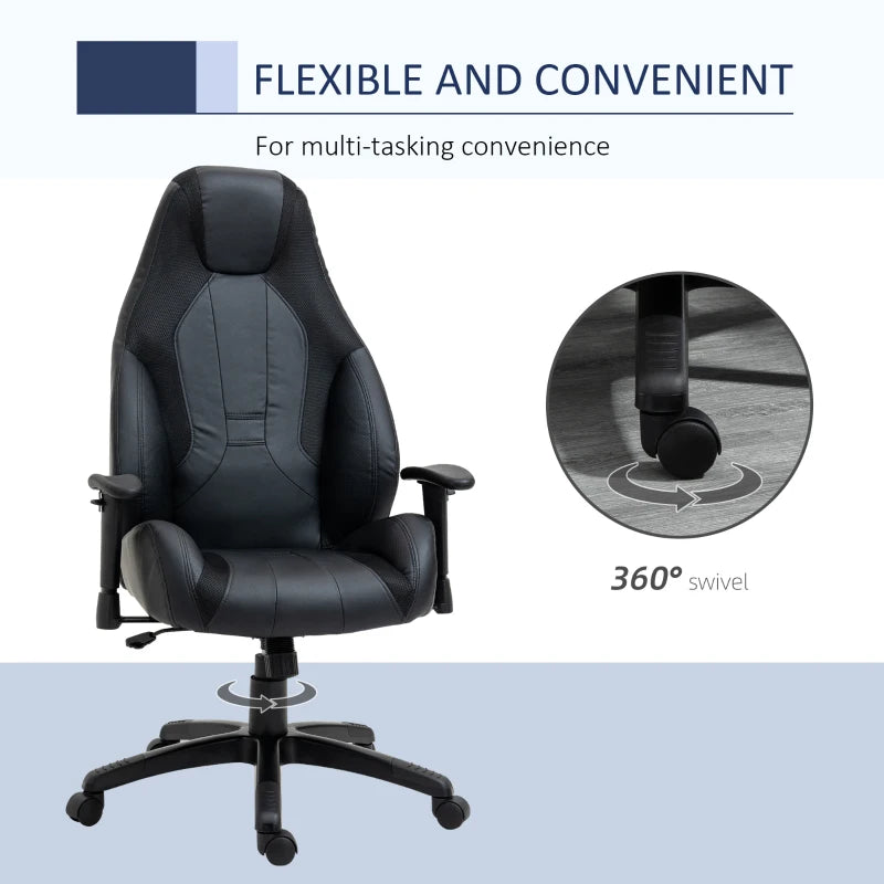 Black Mesh Racing Gaming Chair with High Back & Swivel Wheels
