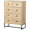 Zigzag 5-Drawer Bedroom Storage Cabinet with Metal Handles