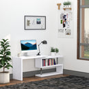White L-Shaped Rotating Corner Desk with Storage Shelf
