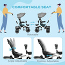 Grey Kids Tricycle with Rotatable Seat & Adjustable Push Handle