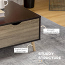 Modern Black Coffee Table with Storage Shelves and Drawers