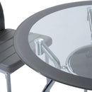 Grey 5-Piece Dining Set with Padded Chairs and Glass-Top Table