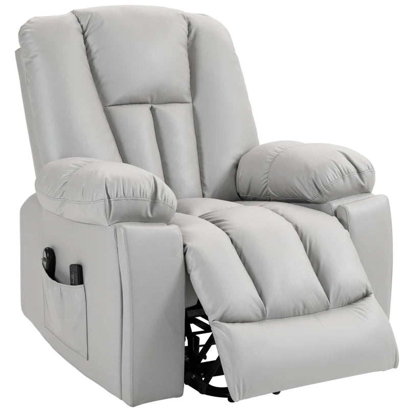 Light Grey Massage Recliner Chair with Heat and 8 Massage Points