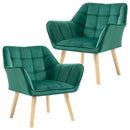 Green Modern Armchair Set with Wide Arms and Slanted Back