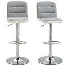 Adjustable Swivel Bar Stools Set of 2, Fabric and Faux Leather, Light Grey