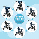 Blue Kids Tricycle with Rotatable Seat & Adjustable Push Handle