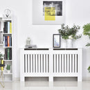 White Slatted Radiator Cover Cabinet with MDF Lined Grill (152 x 19 x 81 cm)