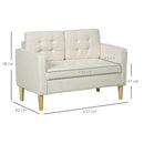 Compact Cream White Loveseat Sofa with Hidden Storage