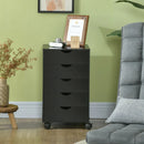 Black 5-Drawer Mobile Filing Cabinet - Modern Vertical File Organizer