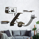 Brown Cat Wall Shelves Set - 5-Piece Wall-Mounted Cat Tree