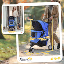 Blue Pet Travel Stroller for Small Dogs - 3-Wheel Puppy Carrier