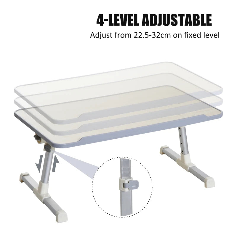 Adjustable Oak Laptop Stand - 4 Heights, Tilt Feature - Silver Frame