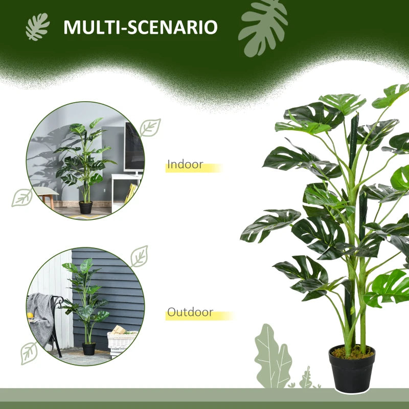 Green Artificial Monstera Tree Set, 100cm, 21 Leaves, Indoor/Outdoor Decor, Pack of 2