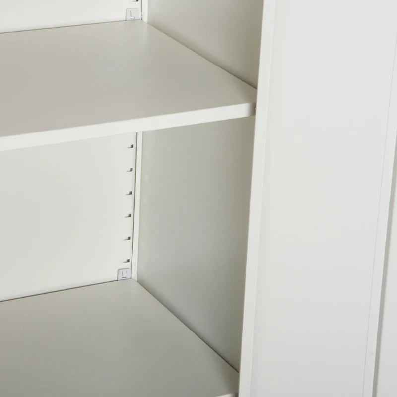 Steel Filing Cabinet with 2 Doors & 5 Compartments - Cream White