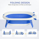 Blue Foldable Baby Bathtub Set with Thermostatic Water Plug