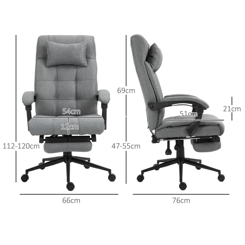 Light Grey Ergonomic Office Chair with Footrest and Armrests