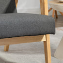 Dark Grey Fabric Armchair with Rubber Wood Frame and Padded Cushion