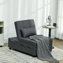 Grey Convertible Chair Bed with Adjustable Backrest and Side Pocket