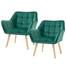 Green Modern Armchair Set with Wide Arms and Slanted Back