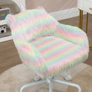 Colourful Fluffy Home Office Chair with Armrests and Swivel Wheels