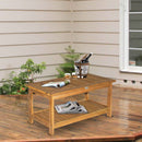 Acacia Wood Two-Tier Garden Table - Natural Wood Finish