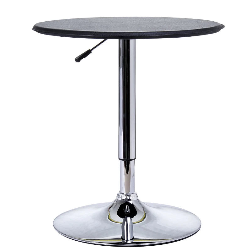 Black Round Bistro Bar Table with Adjustable Height