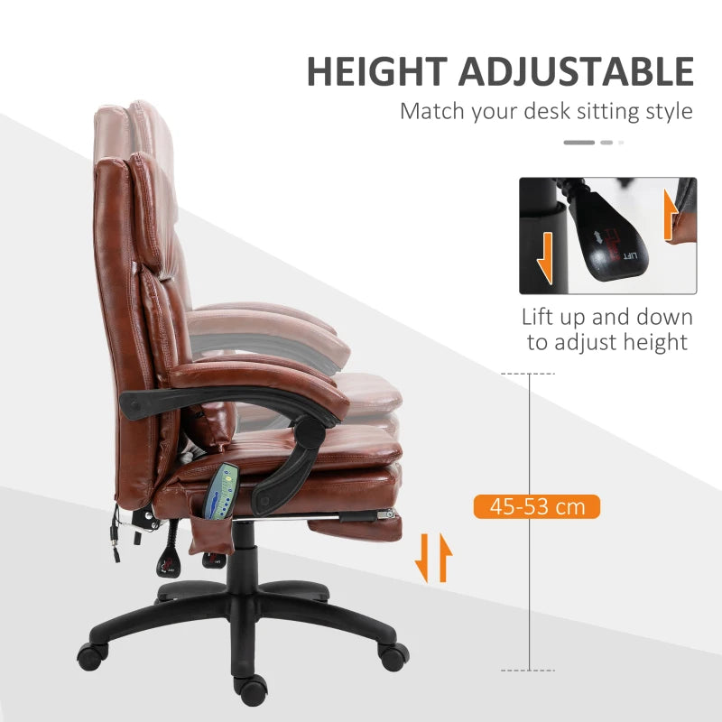 Brown High Back Gaming Recliner Chair with Footrest & Massage Points
