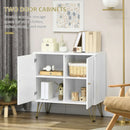 White Slim Sideboard Cabinet with Golden Hairpin Legs - 3-Level Adjustable Shelves