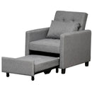 Grey Convertible Sleeper Chair with Adjustable Backrest