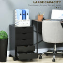 Black 5-Drawer Mobile Filing Cabinet - Modern Vertical File Organizer