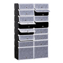 Modular 16-Cube Shoe Rack, 2 x 8 Tier Storage Cabinet, White & Black