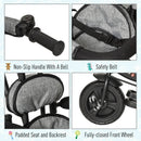 Grey 2-in-1 Cloth Tricycle Stroller for Toddlers