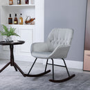 Grey and Black Rocking Armchair with Steel Frame and Sponge Padding