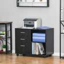 Black Freestanding Printer Stand with 3 Drawers and 2 Shelves - Modern Style